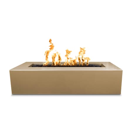 The Outdoor Plus 60 Rectangular Regal Fire Pit, GFRC Concrete, Brown, Plug & Play Electronic Ignition, Liquid Propane OPT-RGL60EKIT-BRN-LP
